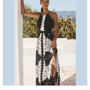 Anthropologie Tigre Indigo elegant Black and White Maxi Dress